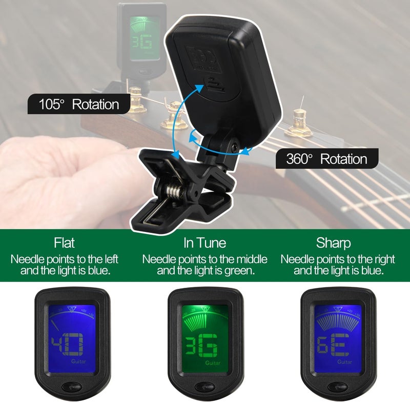 FGBNM 2 Set Guitar Capo Guitar Tuner Set, for Players and Beginners - Image 3
